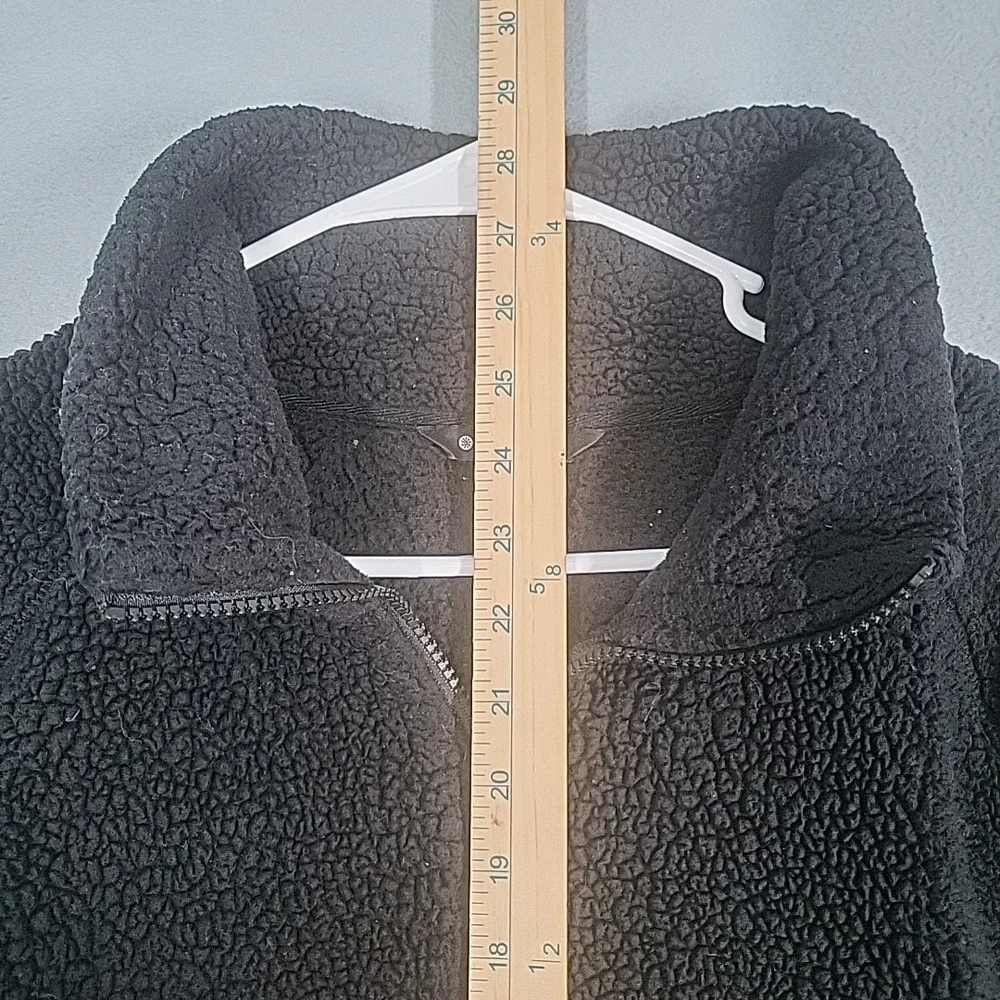 Athleta‎ Jacket Women's Large Black Sherpa Fleece Full Zip Casual Outerwear